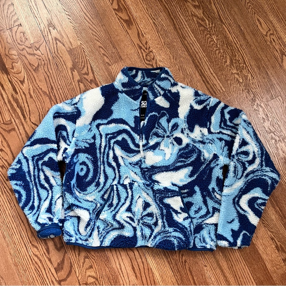 ASOS 4505 ski borg 1/4 zip sweat in blue swirl print - Size 8
